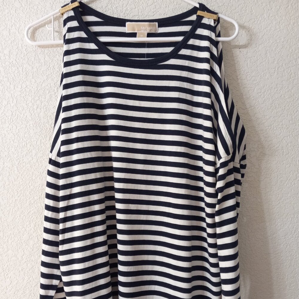 New Michael Kors Women's Cold-Shoulder Striped Top size Medium